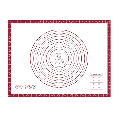Pastry Dough Mat Silicone Baking Mats for Rolling Out Dough (Red / 24"L x 32"W)