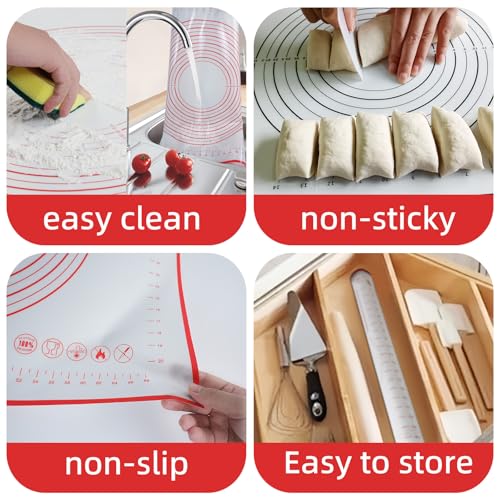 Dough Mat Silicone Baking Mats for Rolling Pastry (Black / 24"L x 16"W)