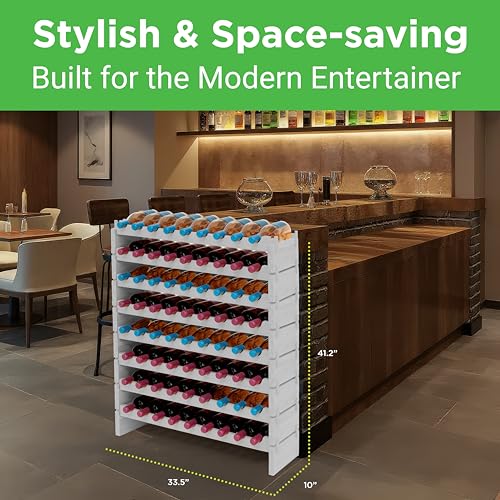 72 Bottle Wine Rack Stackable Bamboo Freestanding (72 Bottle - White)