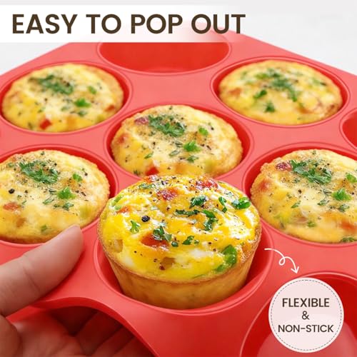 Silicone Muffin Pan (12-Cup Regular & 6-Cup Jumbo)