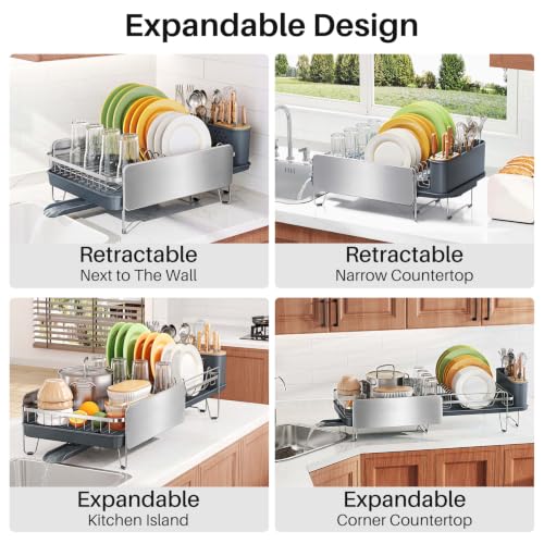 Stainless Steel Dish Drying Rack for Kitchen Counter (Silver)