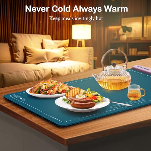 Warming Silicone Mat for Food (Large 1pack / Peacock blue)
