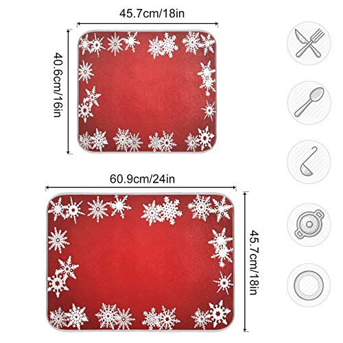 Super Absorbent Dish Drying Mat (Christmas Snowflake Abstract / 18" x 24")