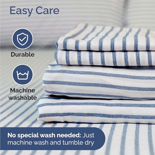 King Size 4 Piece Sheet Set (43 - Blue Stripes 2 / King)
