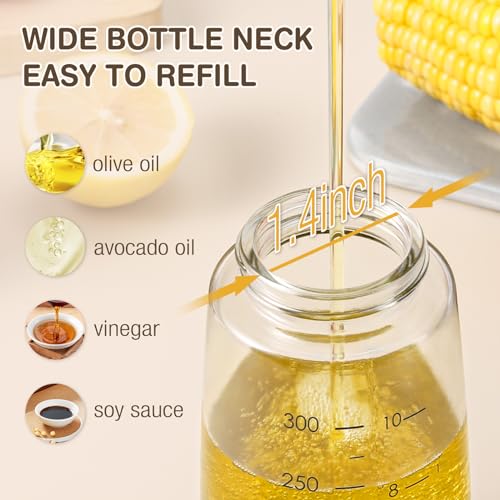 Olive Oil Dispenser Bottle Auto Flip 10 oz (White)