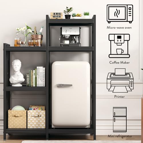 Kitchen Storage Shelf Bakers Rack (Black Wooden No Wheels)