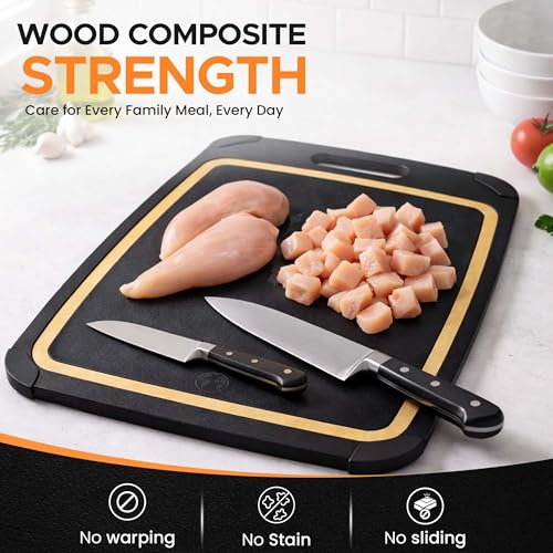 Composite Wood Cutting Board Set of 3 (Black/Tan)