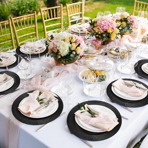 50 Pcs Charger Plates Bulk (Modern Style / Black)