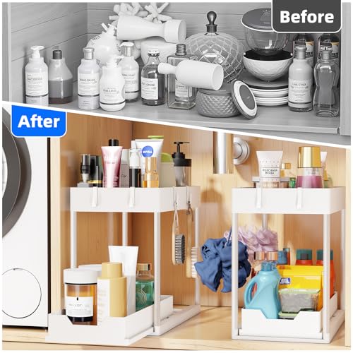 Under Sink Organizer 2 Pack (White / 2 pack)