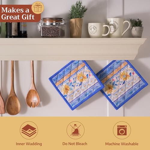 Pot Holders 100% Cotton Potholders (007 - Girassol / 8" x 8" (Pot Holder Pack of 2))