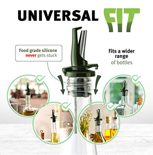 Olive Oil Spout for Olive Oil Dispenser (6 green oil pourers + 6 adapters)