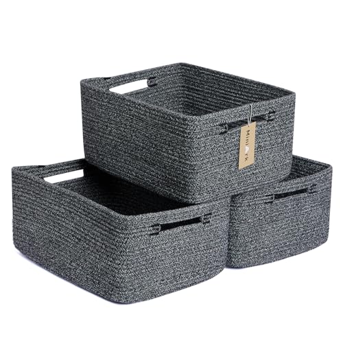 Large Storage Baskets for Shelves (3pcs-L17×W13×H7.5" / Dark Gray)