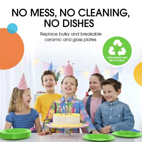 Sturdy Lime Green Plastic Plates 7" Cake Plates 100 Pcs (7 inch / Lime Green)