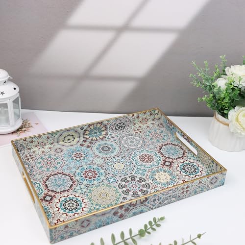 Decorative Serving Tray with Handles (Sp3040re2 / 16" x 12" x 1.6")