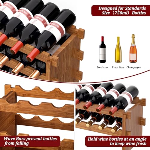 Bamboo Stackable Wine Rack (Walnut / 8-Tier)