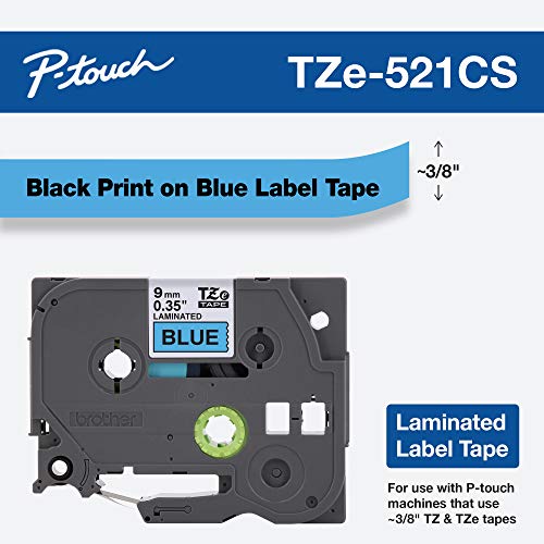 TZE521CS (Black on Blue / 9mm (0.35”) / Pack of 1)