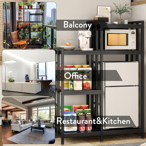 Kitchen Storage Shelf Bakers Rack (Black Wooden No Wheels)