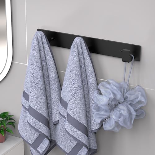 Stainless Steel Wall Coat Rack (Black / 3 "L" Hooks, 1PACK)