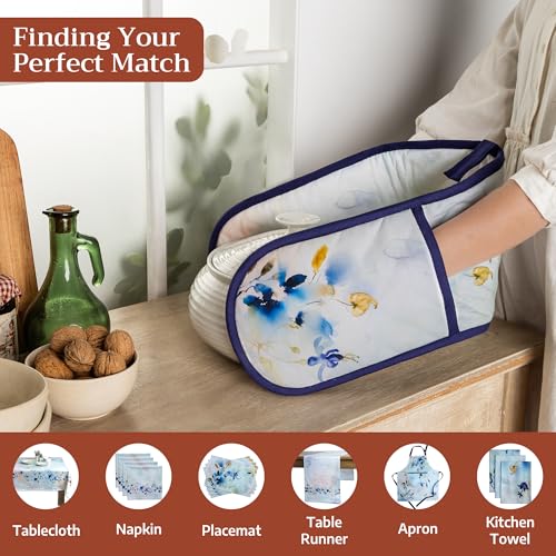 Double Oven Mitts 100% Cotton Double Oven Glove (046 - Lazy Summer Days / 7" x 35" (Double Oven Mitt))
