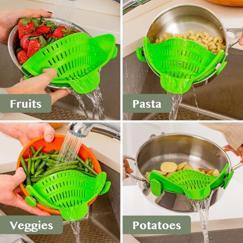 Snap N' Strain Clip On Strainer for Pots and Pans (Lime Green)