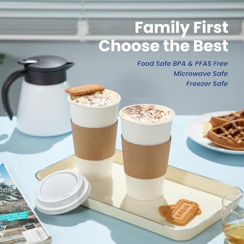 50 Pack 10 oz Disposable Coffee Cups with Lids (10 oz / Classic)
