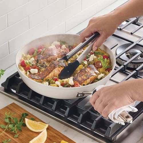 Hard Anodized Ceramic Nonstick Cookware Frying (Porcelain White / 12.25 Inch)
