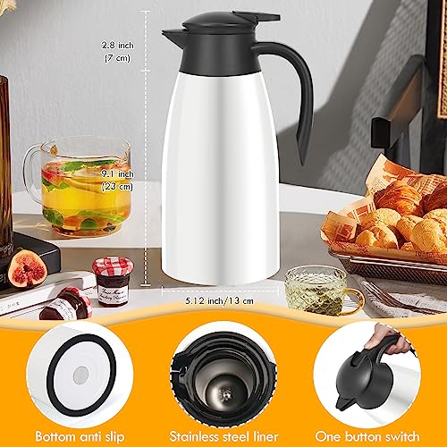 70oz Thermal Coffee Carafe Insulated Coffee Thermos Airpot (White)