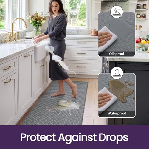 Kitchen Floor Mats Cushioned Anti Fatigue (2-grey / 59"l X 23"w X 0.4"th)