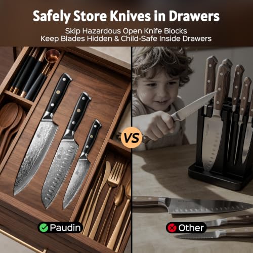 3 Pieces Chef Knife Set (Black,Silver)