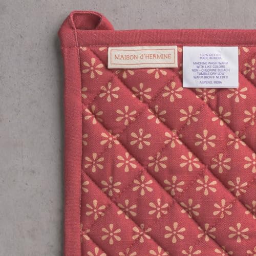 100% Cotton Oven Mitt & Pot Holder Set (025 - Romane / 7.5" x 13" & 8" x 8" (Oven Mitt & Pot Holder))