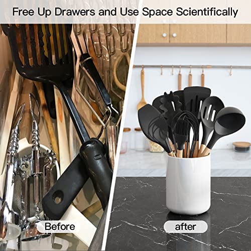 White Large Utensil Holder for Kitchen Counter (WHITE / 7.2)