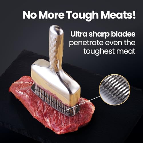 Meat Tenderizer Tool with 60 Sharp Blades & Non (Deluxe Meat Tenderizer Tool)