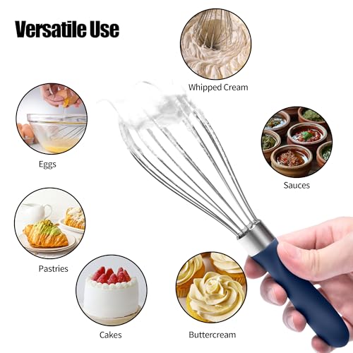 18 8 Stainless Steel Balloon Whisk for Cooking (S / Navy Blue)