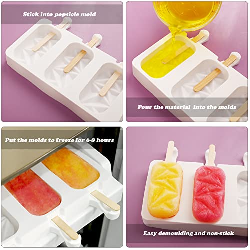 2 Pack 4 Cavities Diamond Shape Silicone Popsicle Molds (2 Pcs Large Diamond - White)