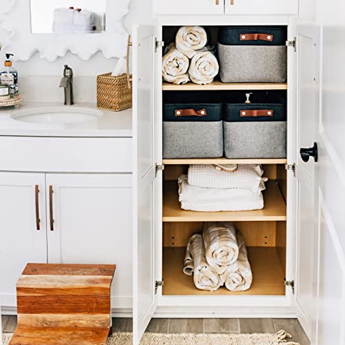 15x11in Canvas Storage Baskets 3 Pack (Gray / Black / Large - 3pc)