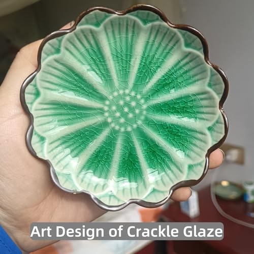 Ceramic Spoon Rest for Stove Top (Cracks Deco, Emerald)