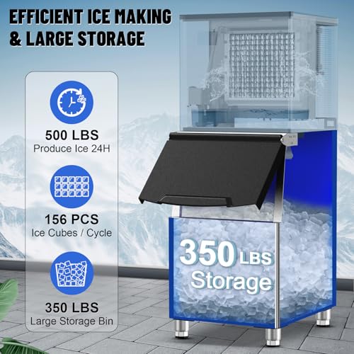Commercial Ice Maker Machine 500Lbs (Clear Ice Cubes - 500LBS/24H)
