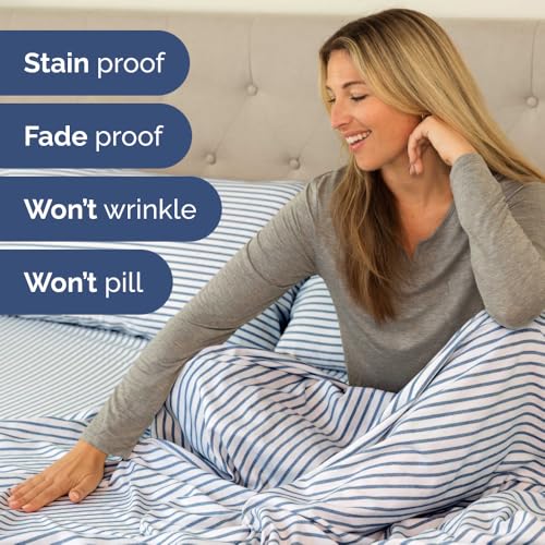 Flex Top Split Head King 4 Piece Sheet Set (43 - Blue Stripes 2 / Split Head/Flex Top)