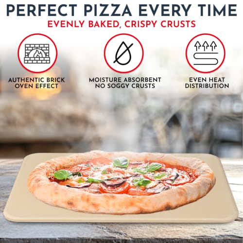 Large Pizza Stone for Oven and Grill (15"x12" Rectangle)