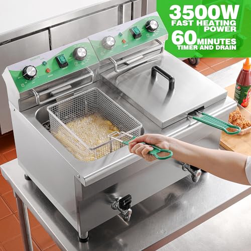 24L 25.4QT Commercial Deep Fryer with 2 Baskets and Lids (24L)