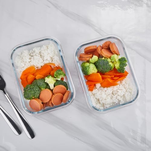 10 Pack 22 oz Glass Meal Prep Containers