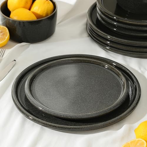 Eden 4 Piece Dinner Plate Set Stoneware (Charcoal Grey / 4-Piece - Dinner Plate)