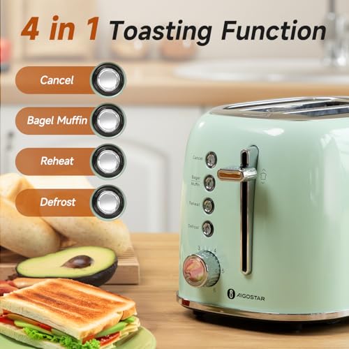 Toaster 2 Slice Retro Toaster Stainless Steel
