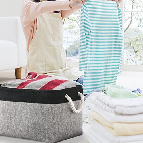 Organization and Storage Bins for Shelves (Black&Gray / Large (Pack of 3))