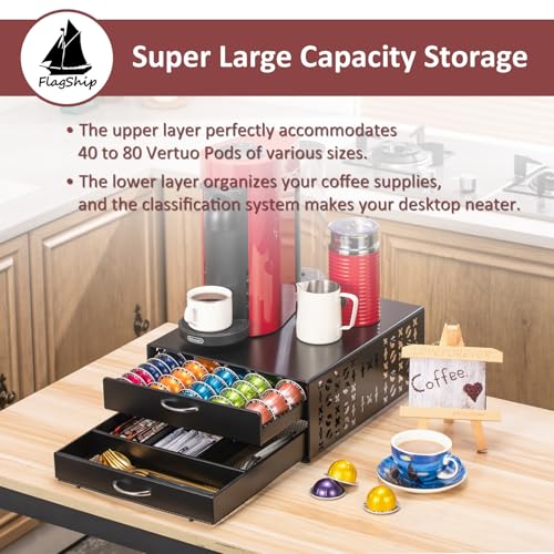 for Vertuo Pod Holder Coffee Accessories Organizar for Nespresso Pod Storage Large Capacity Fits All Size Coffee Station for Coffee Bar (Coffee Bar Style)
