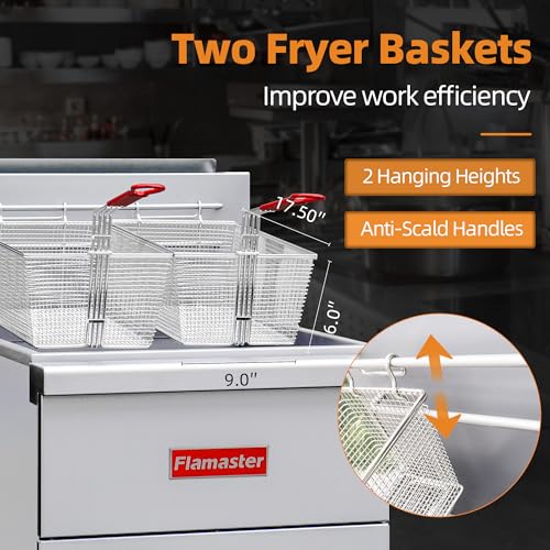 Commercial Gas Floor Fryer with 2 Baskets (Liquefied Gas 80 lb)