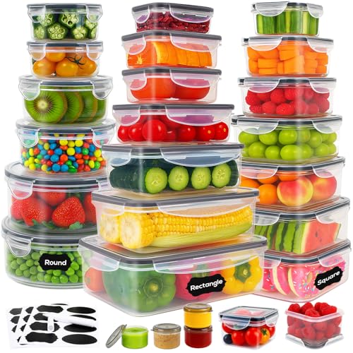 50PCS Thick Food Storage Containers with Airtight Lids for Meal Prep (405oz-25 Pack)
