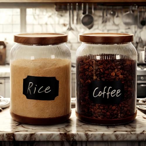 2 Pack Striped Borosilicate Glass Airtight Canisters (3/4 Gallon (Striped 2 pack))