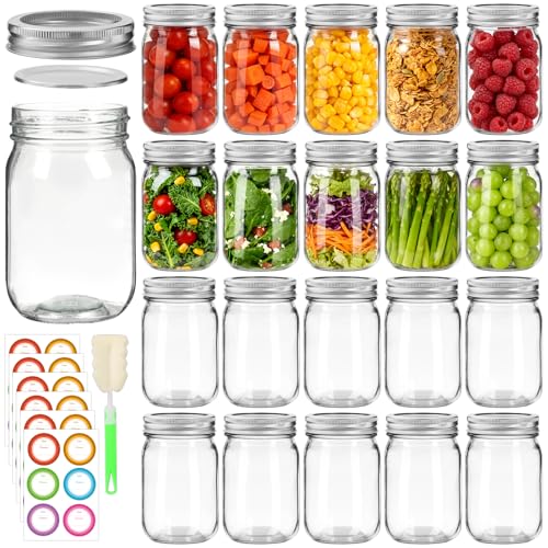 20 Pack 12oz Mason Jars with Silver Lids and Bands (Silver Split Lids-12oz)
