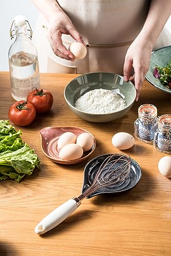 Spoon Rest Ceramic Spoon Holder for Stove Top Large Spatula Rest (Speckled Dark Gray)